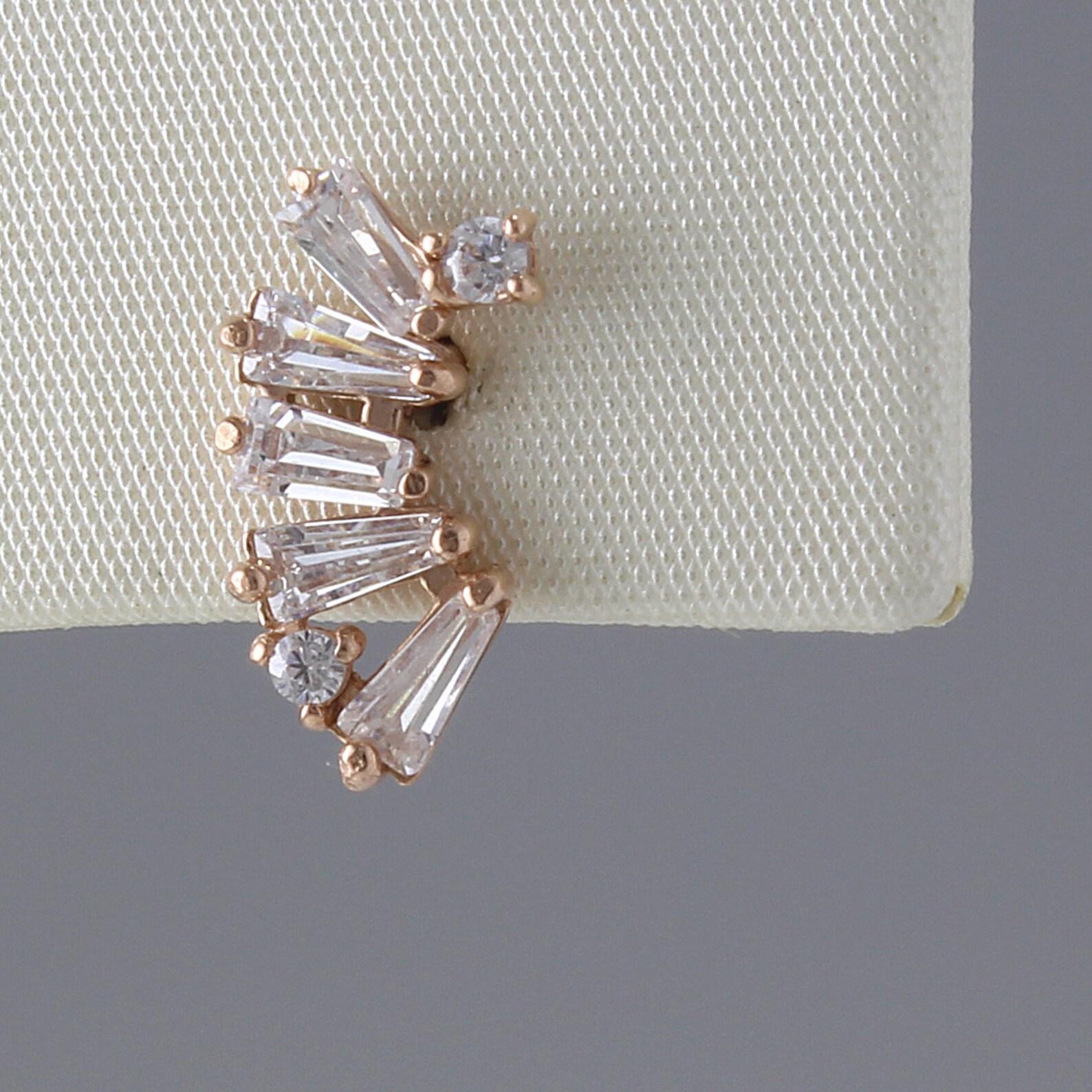 14K Solid Gold CZ Stud, Cartilage, Tragus, Helix, Conch, Lobe, 14K ...