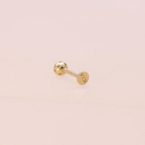 14K 2.5mm Solid Gold CZ Stud Labret, Internal Threaded, Tragus, Cartilage, Helix, Conch, Lobe, Piercing Earring, Minimalist Earring image 5