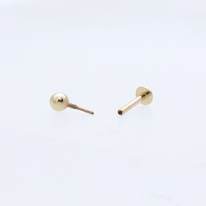 14K Solid Gold Tiny CZ Cross Stud Labret, Internal Threaded, Tragus, Cartilage, Helix, Conch, Lobe, Piercing Earring, Minimalist Earring image 8