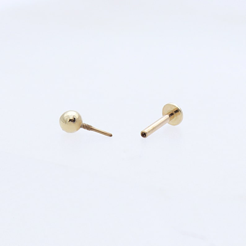 14K Solid Gold Tiny CZ Cross Stud Labret, Internal Threaded, Tragus, Cartilage, Helix, Conch, Lobe, Piercing Earring, Minimalist Earring image 8