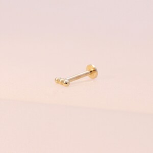 14K Solid Gold Tiny Ball Stud Labret, Internal Threaded, Tragus, Cartilage, Helix, Conch, Lobe, Piercing Earring, Minimalist Earring image 3