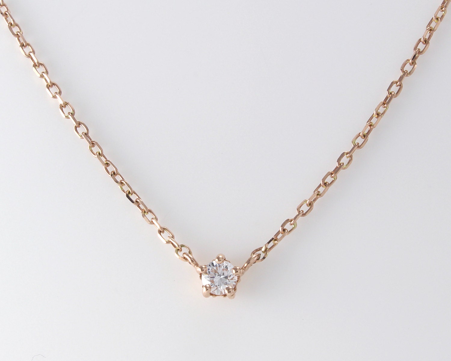 0.1ct. Diamond Solitaire Necklace Minimalist Dainty Simple Etsy