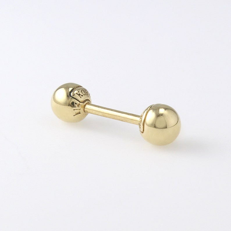 14K Solid Gold Ball Stud 4mm 14K Barbell Earring Cartilage Etsy