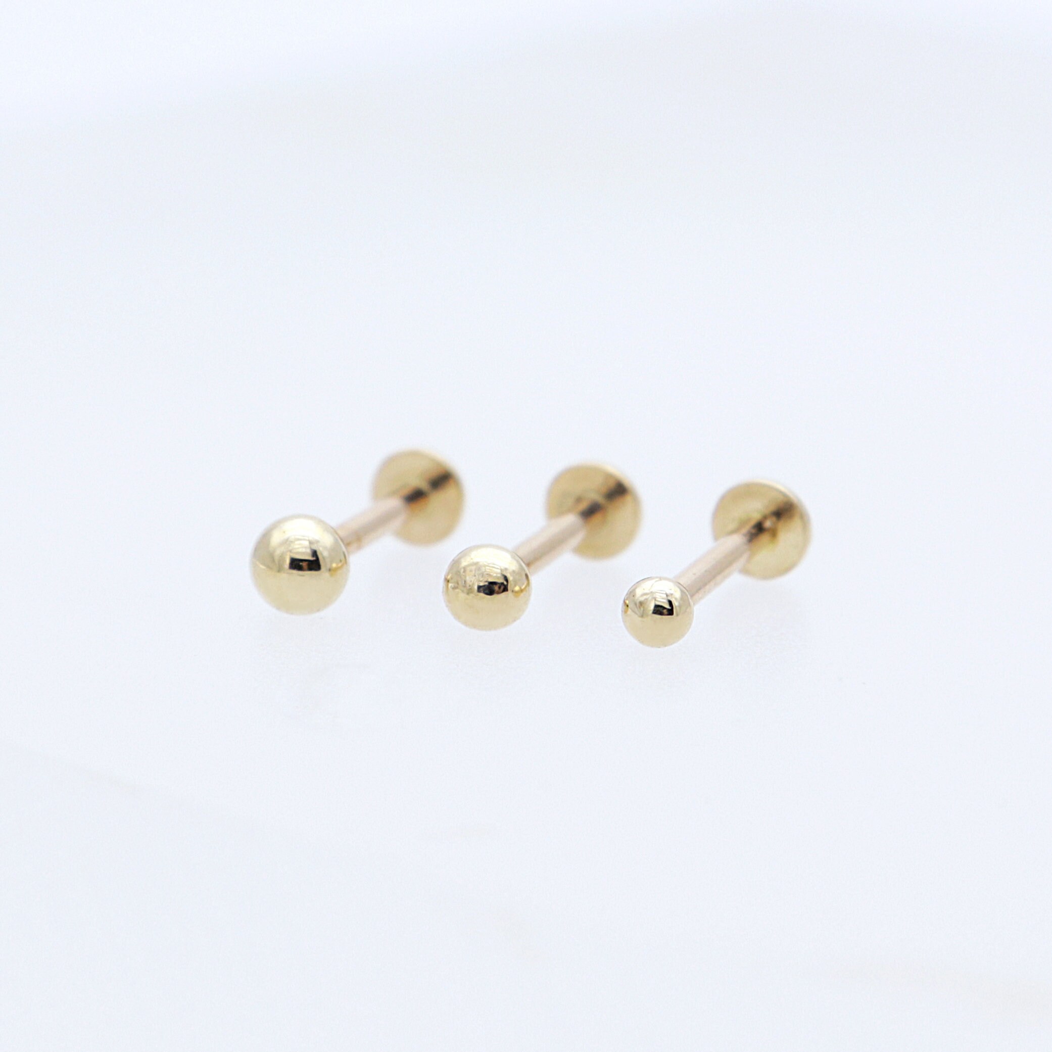 14K Solid Gold 2.5mm Ball Stud Labret Internal Threaded Etsy Australia
