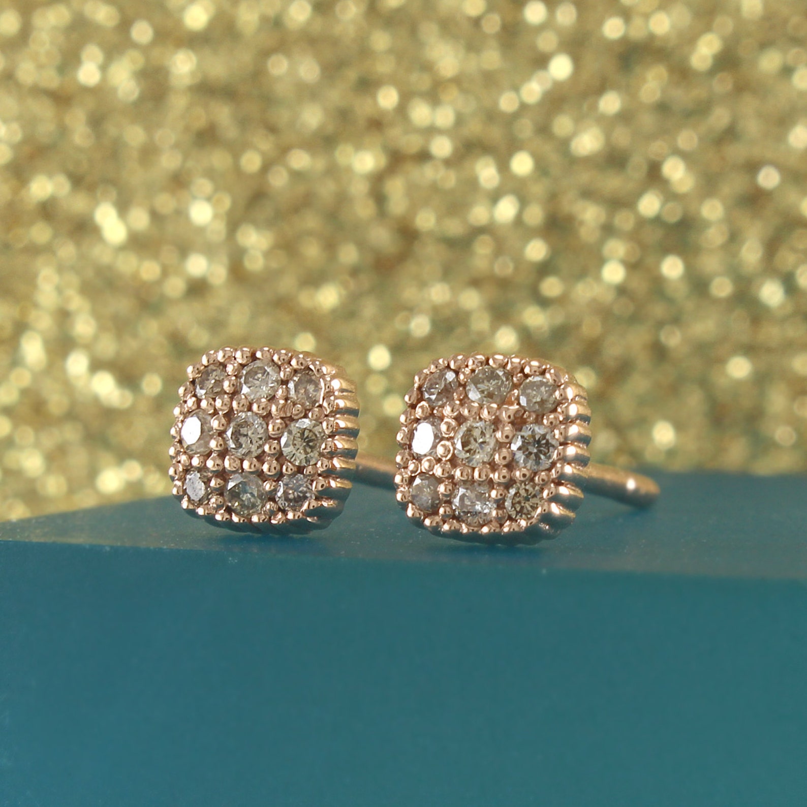 Champagne Diamond Studs Earrings Diamonds Earrings Small Etsy