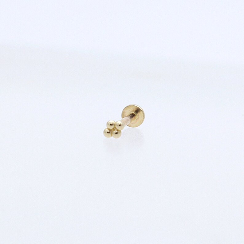 14K Solid Gold Tiny Ball Stud Labret Internal Threaded Etsy