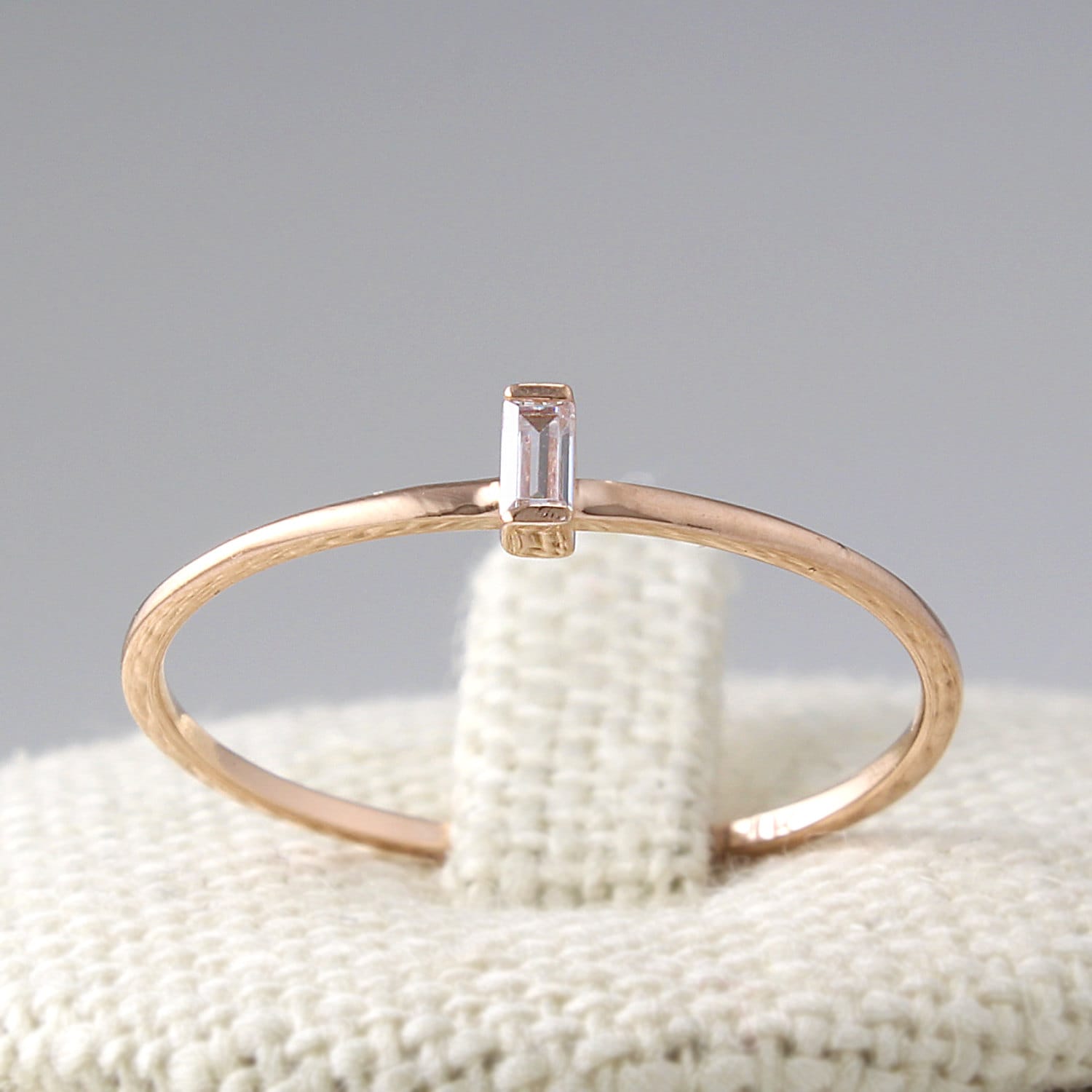 14K Gold Thin Diamond Band Engagement Ring Simple Diamond Etsy