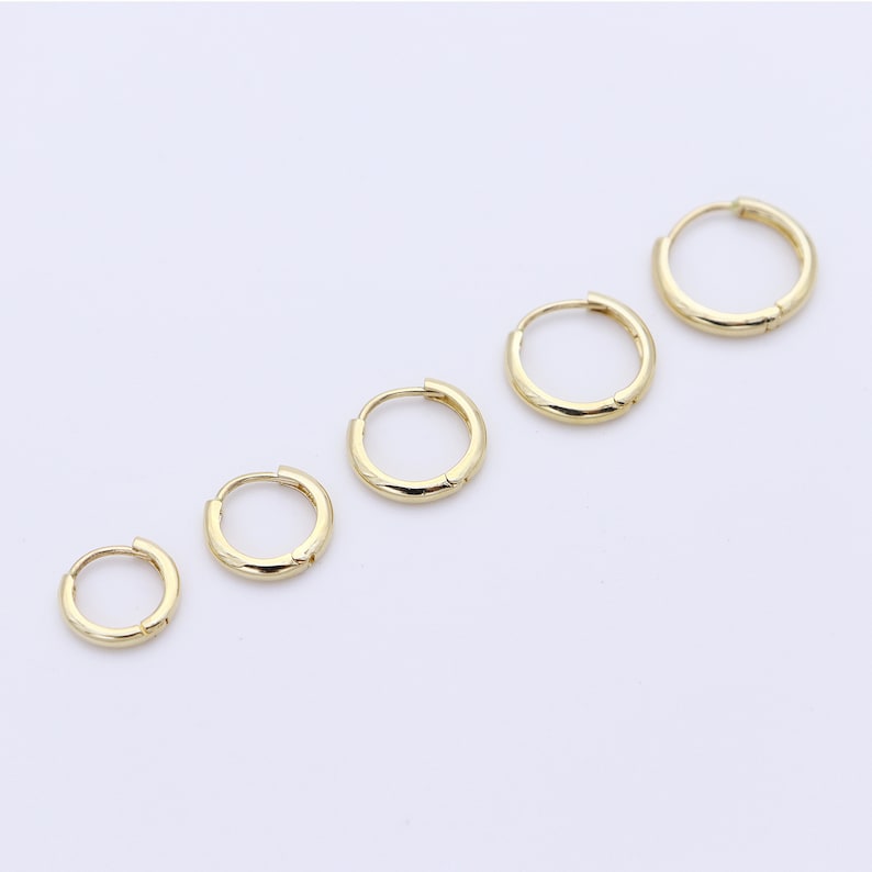 14K Solid Gold Huggie Hinged Hoop Earring Huggie Hoop Gold Etsy