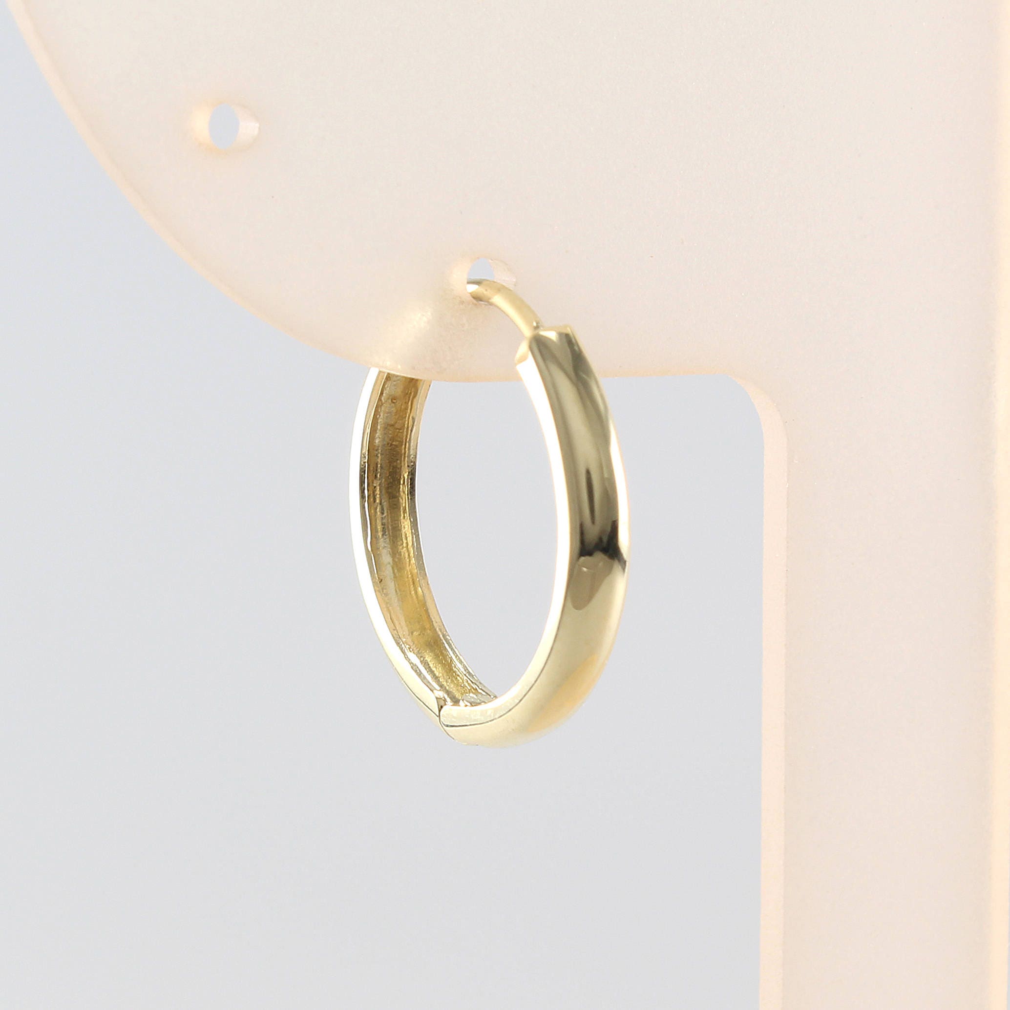 JewelStop 14k White Gold Huggie Hoop Earrings For Men - CZ Studded, Hinged, 3.6x14.5mm