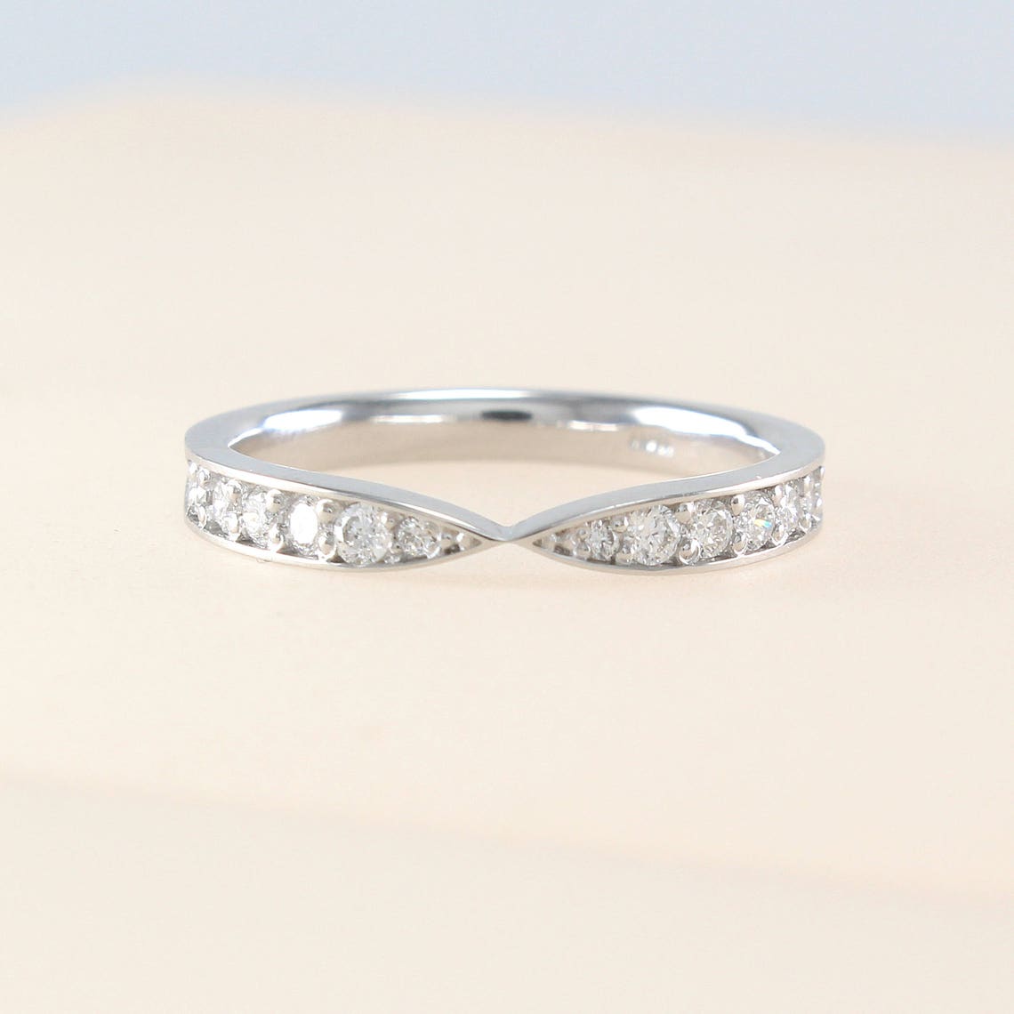 Thin Diamond Eternity Band 14K Solid Gold White Diamond Ring Etsy