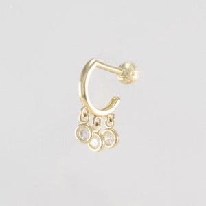 Charm Hoop Earring Gold, Cartilage, Tragus, Helix, Conch, Lobe, dangle Earring, Minimalist Earring