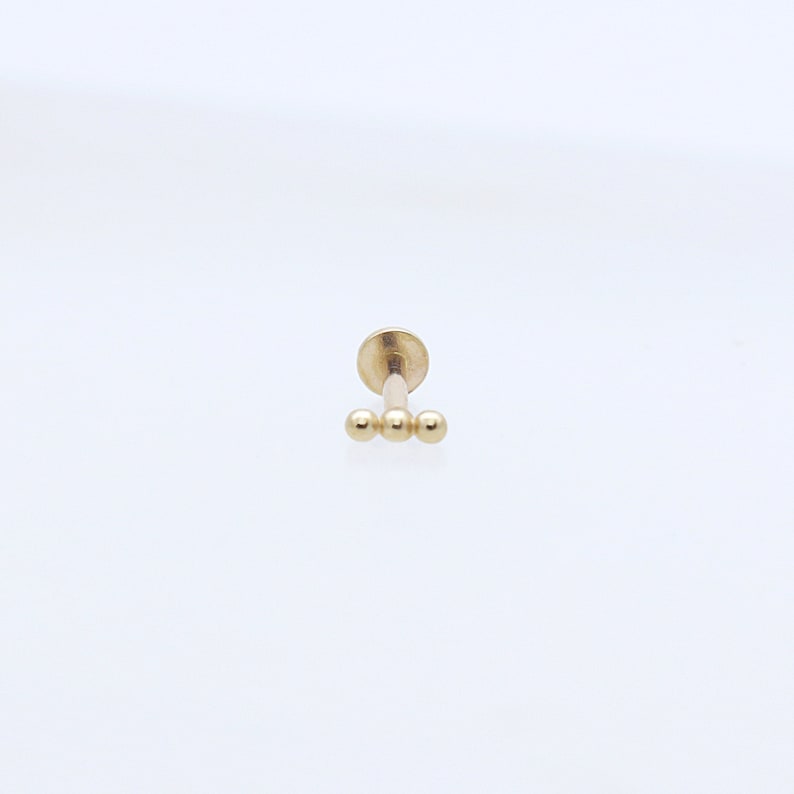 14K Solid Gold Tiny Ball Stud Labret, Internal Threaded, Tragus, Cartilage, Helix, Conch, Lobe, Piercing Earring, Minimalist Earring image 7