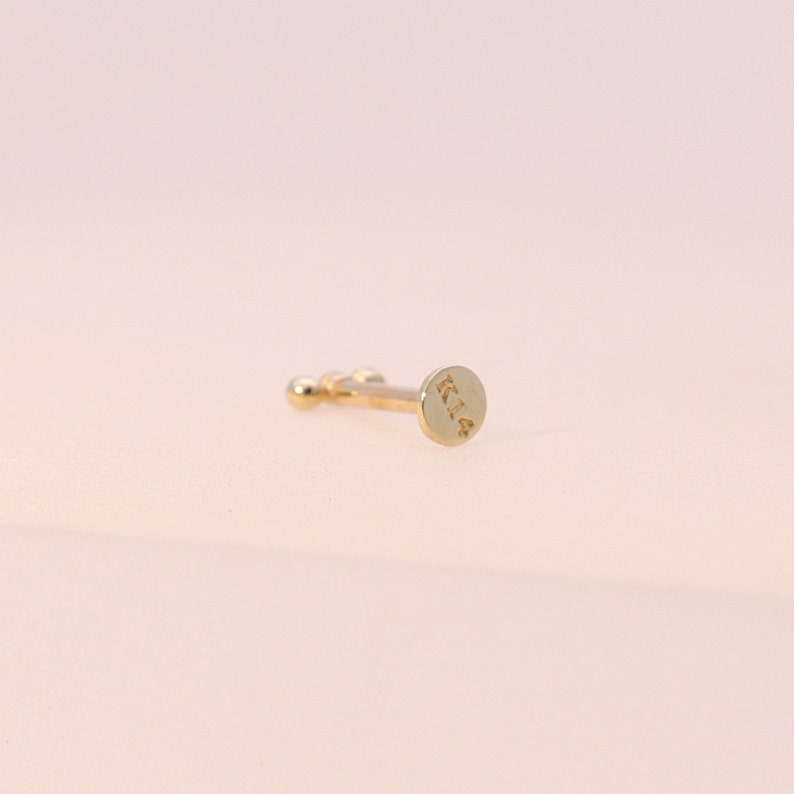 14K Solid Gold Tiny Ball Stud Labret, Internal Threaded, Tragus, Cartilage, Helix, Conch, Lobe, Piercing Earring, Minimalist Earring image 5