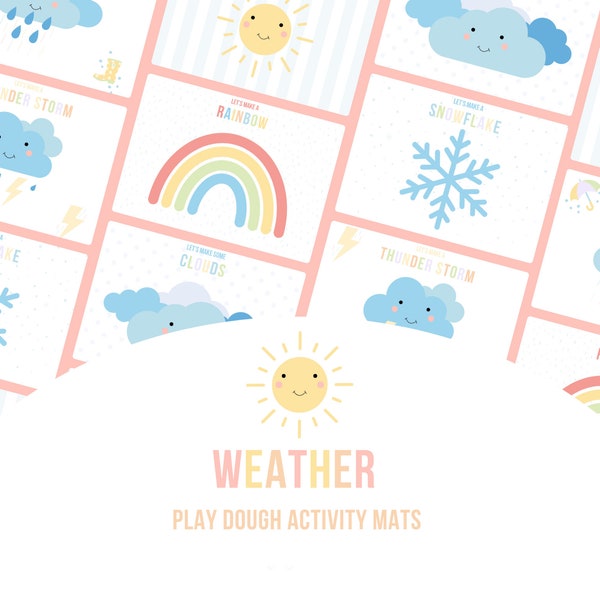 Weather Play Dough Mats | Play Dough Activity Mats | Pre-school Learning | Sensory Play | Pretend Play | Fine Motor Skills | Homeschooling