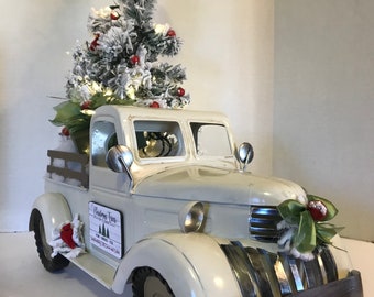 Christmas Truck with lit tree, extra large farmhouse truck centerpiece