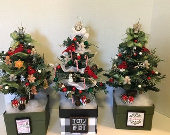 Tabletop miniature Christmas Tree, Christmas gift, small Holiday tree decoration
