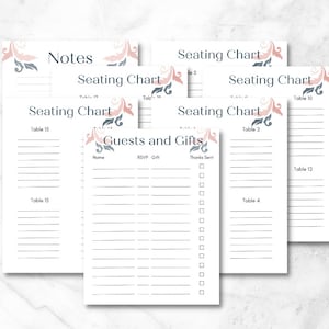 Wedding Guest List, Gifts, Seating Chart, Seating Chart Template, Wedding Template, Seating Chart Wedding Template, Wedding Planner, Floral