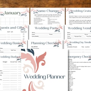 10 Month, Wedding Planner, Floral, Wedding Printable, Wedding Planning Template, Wedding Planning Checklist, Wedding Planning Binder