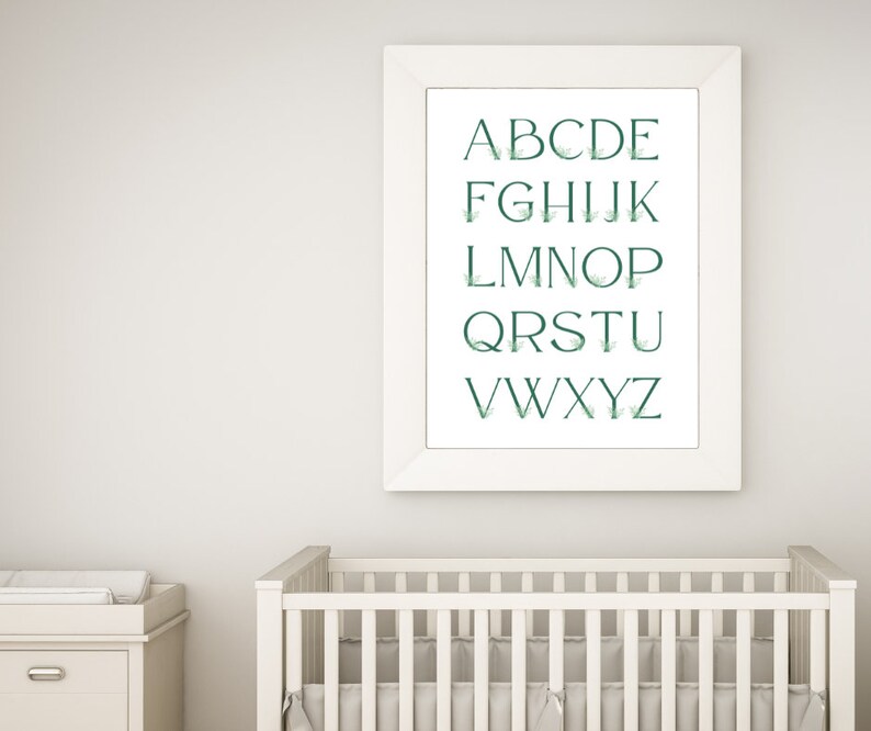 Greenery Alphabet Printable, PRINTABLE Wall Art, Alphabet Wall Art