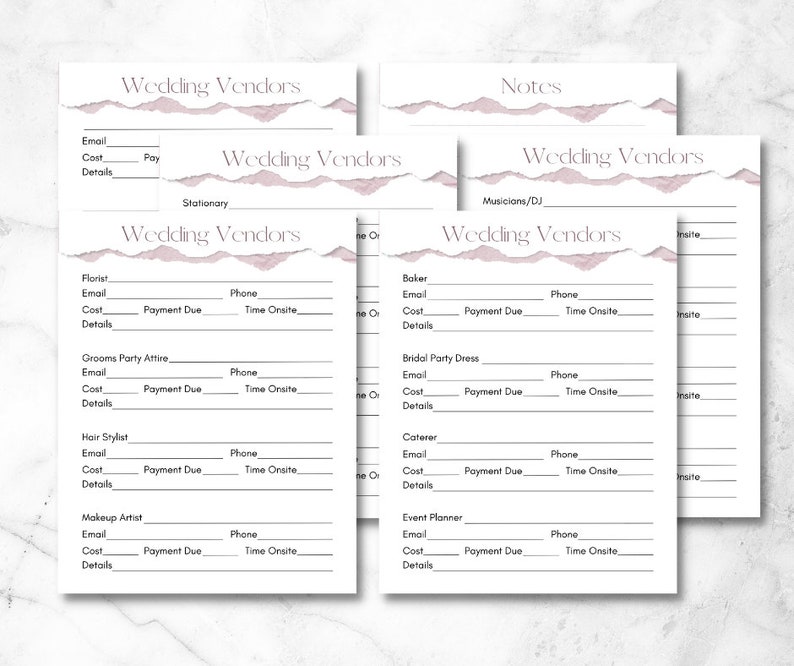 Wedding Vendors Checklist, Vendor List Template, Vendor Tracker Wedding Vendors Checklist, Vendor List Template, Vendor Tracker