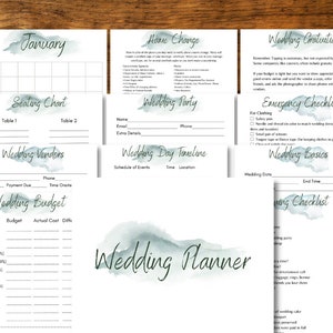 10 Month, Wedding Planner, Watercolor, Wedding Printable, Wedding Planning Template, Wedding Planning Checklist, Wedding Planning Binder