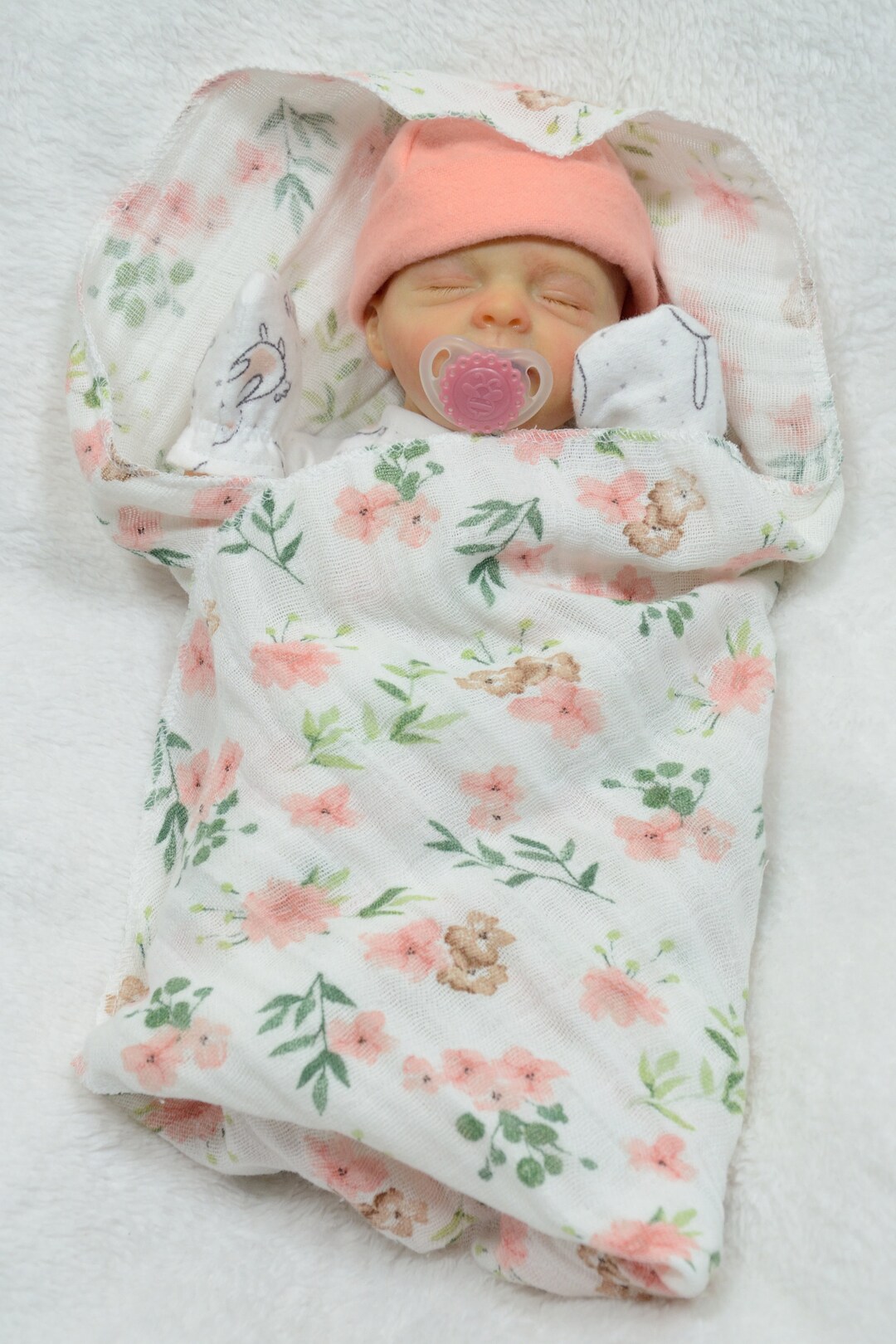 Double Gauze Swaddle/blanket for 11/12 1/2 Mini Reborn Dolls, Silicone