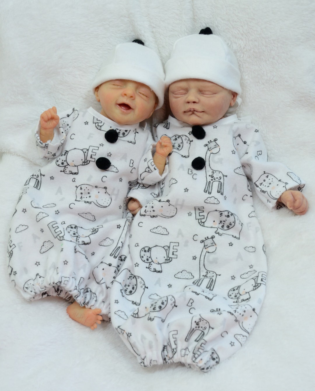 Crib Cap and Gown Sets for 10.5/12.5 and 13/14 Sized Dolls. Reborn