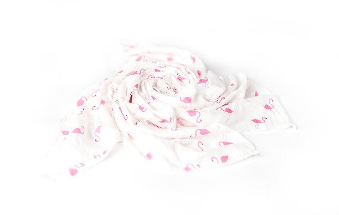 Organic Muslin Swaddle Blanket in the Flamingo Baby Organic Etsy