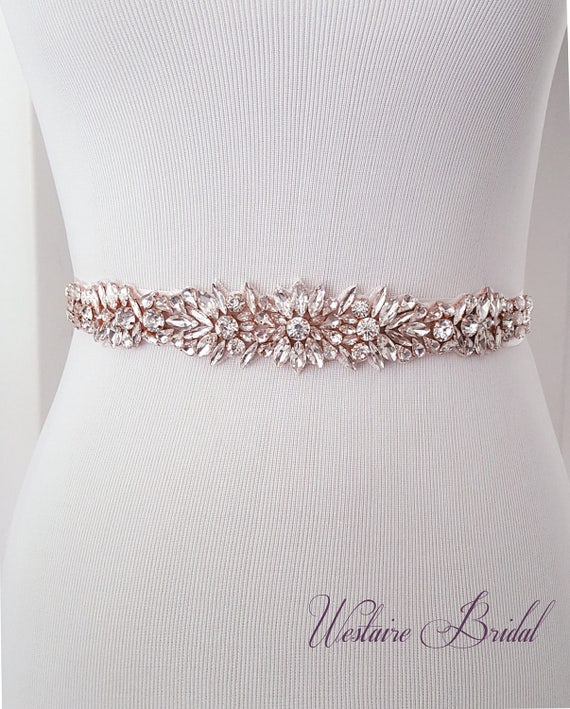 Wedding Belt, Crystal Bridal Belt, Rose Gold Bridal Sash  display picture 1