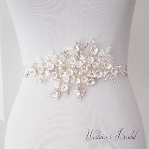 Bridal belt, Flower Wedding belt, Bridal Sash, Floral Wedding Belt, Bridal Accessories - Style 791