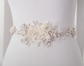 Floral Wedding Sash, Bridal Belt, Custom Wedding Belts and Sashes - Style 789.1