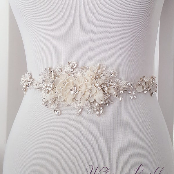 Floral Wedding Sash, Bridal Belt, Custom Wedding Belts and Sashes - Style 789.1