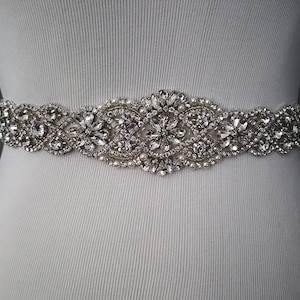 Beaded bridal sash crystal wedding belt sash, Style 159 image 3