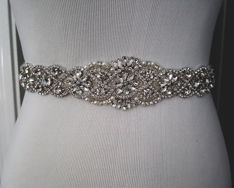 Beaded bridal sash crystal wedding belt sash, Style 159 image 3