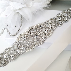 Beaded bridal sash crystal wedding belt sash, Style 159 image 1