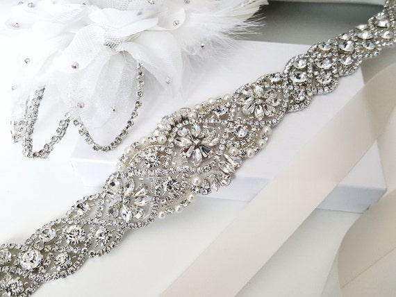 Beaded bridal sash crystal wedding belt sash Style 159 | Etsy
