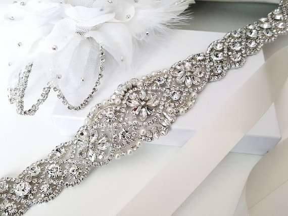 Beaded bridal sash crystal wedding belt sash Style 159 | Etsy