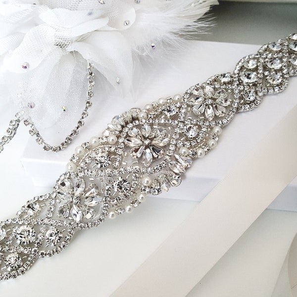 Beaded bridal sash crystal wedding belt sash, Style 159
