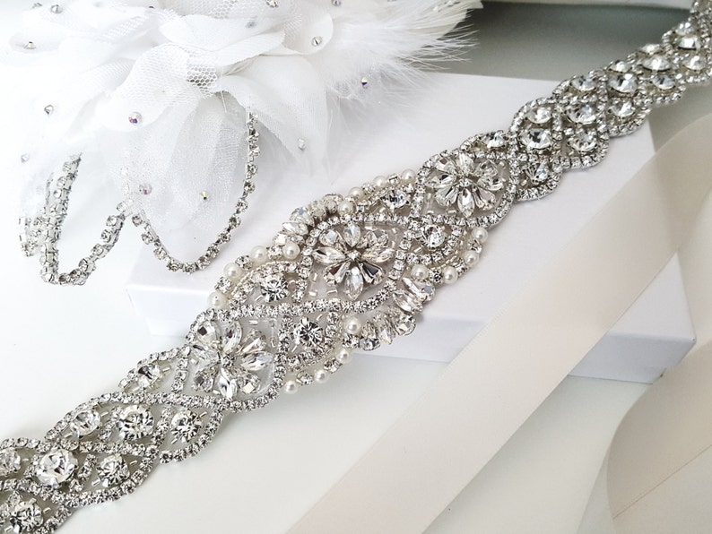 Luxury Crystal Belts, Rhinestone Beaded Sash, Handmade Belts for Wedding, CB002