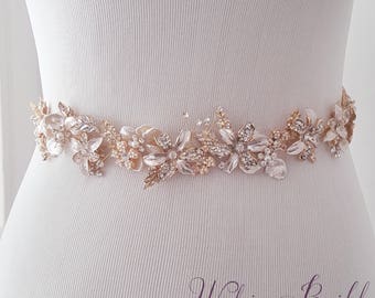 Crystal Wedding Belt, Crystal Wedding Sash, Floral Wedding Belt, Wedding Sashes, Crystal Sash, Wedding Accessories, Wedding Belts, Sashes