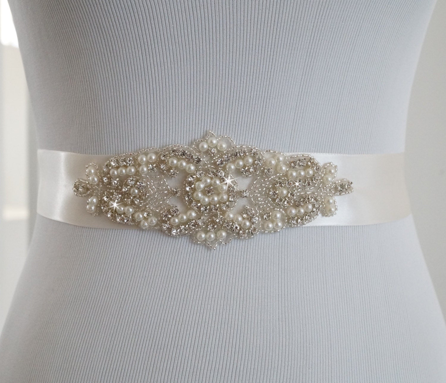 Bridal Sash Wedding Dress Sash Belt Pearl and Rhinestone Etsy