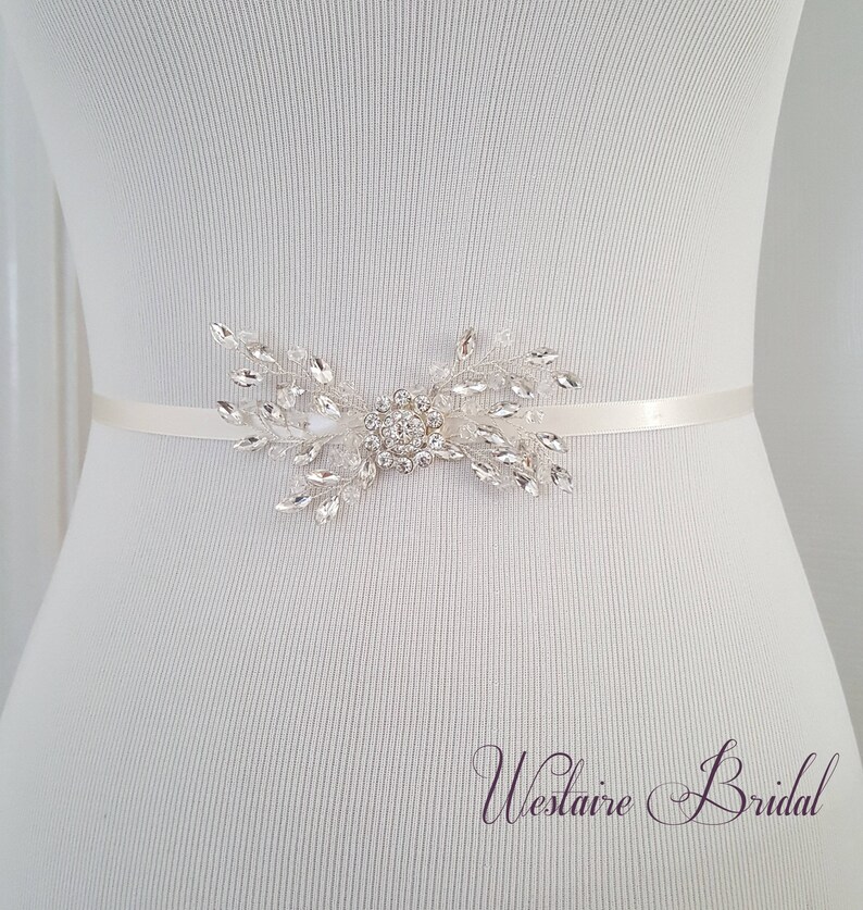 Cystal Wedding Belt Silver Bridal Sash Beaded Wedding Belt Etsy