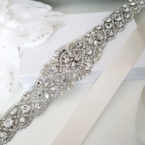 Beaded bridal sash crystal wedding belt sash, Style 159 image 2