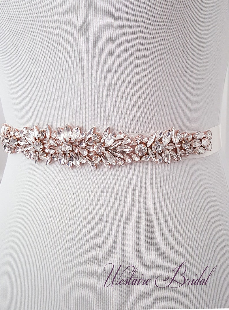 Wedding Belt Crystal Bridal Belt Rose Gold Bridal Sash Etsy