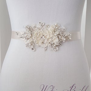 Floral Wedding Sash, Bridal Belt, Custom Wedding Belts and Sashes Style 789 image 1