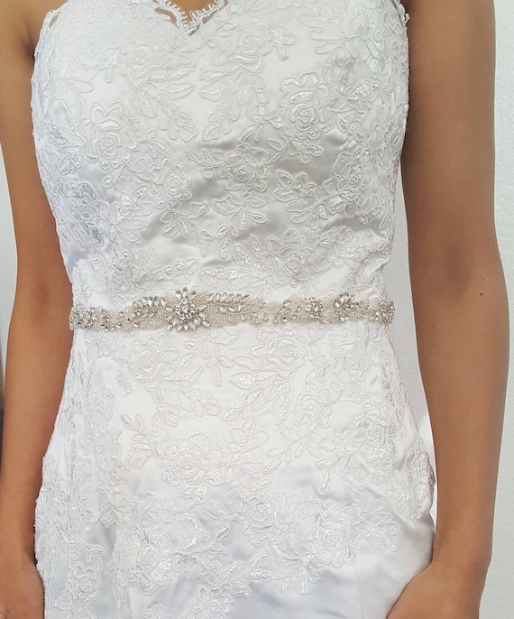 Beaded Bridal Belt Beaded Sash Belt Wedding Belt Thin Etsy
