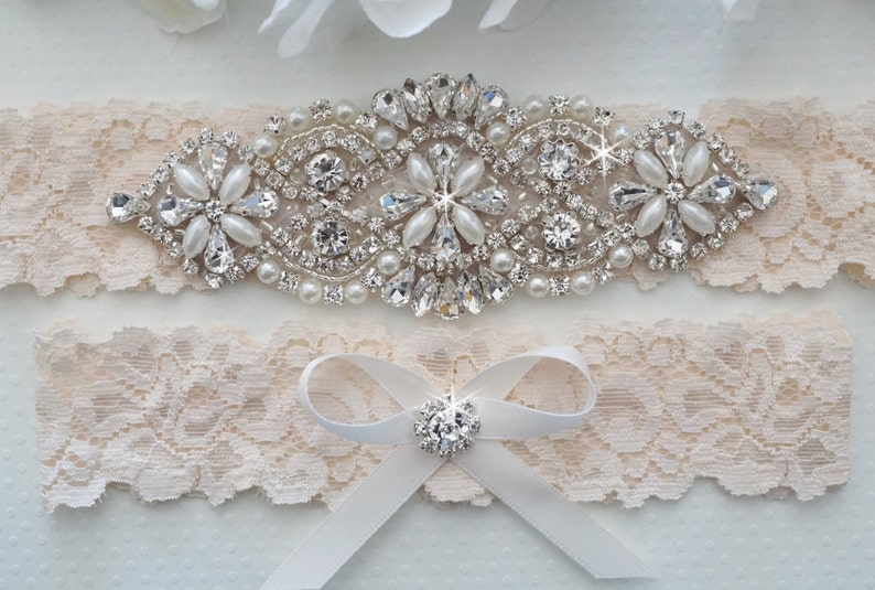 Wedding Garter Set, Bridal Garter Set, Vintage Lace Garter - Style L200 