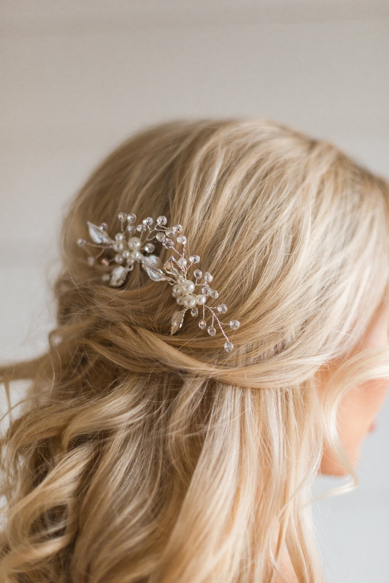 Pearl /& Rhinestone Bridal Pin Pearl Wedding Hair Pin Bridal Hair Accessory Floral Wedding Hair Comb Floral Bridal Hair Pin