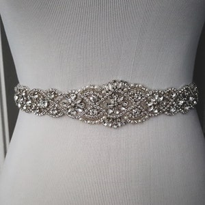 Beaded bridal sash crystal wedding belt sash, Style 159 image 4