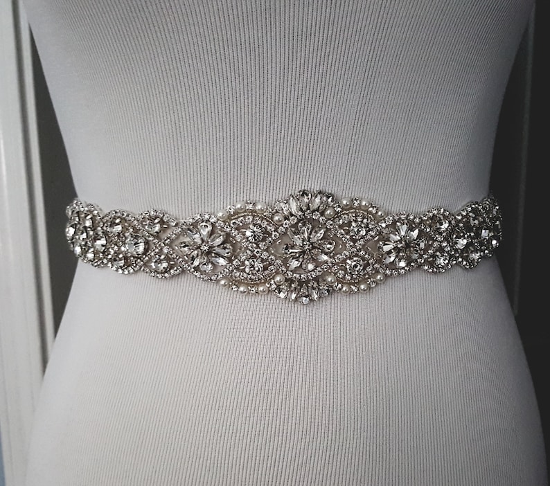 Beaded bridal sash crystal wedding belt sash, Style 159 image 4